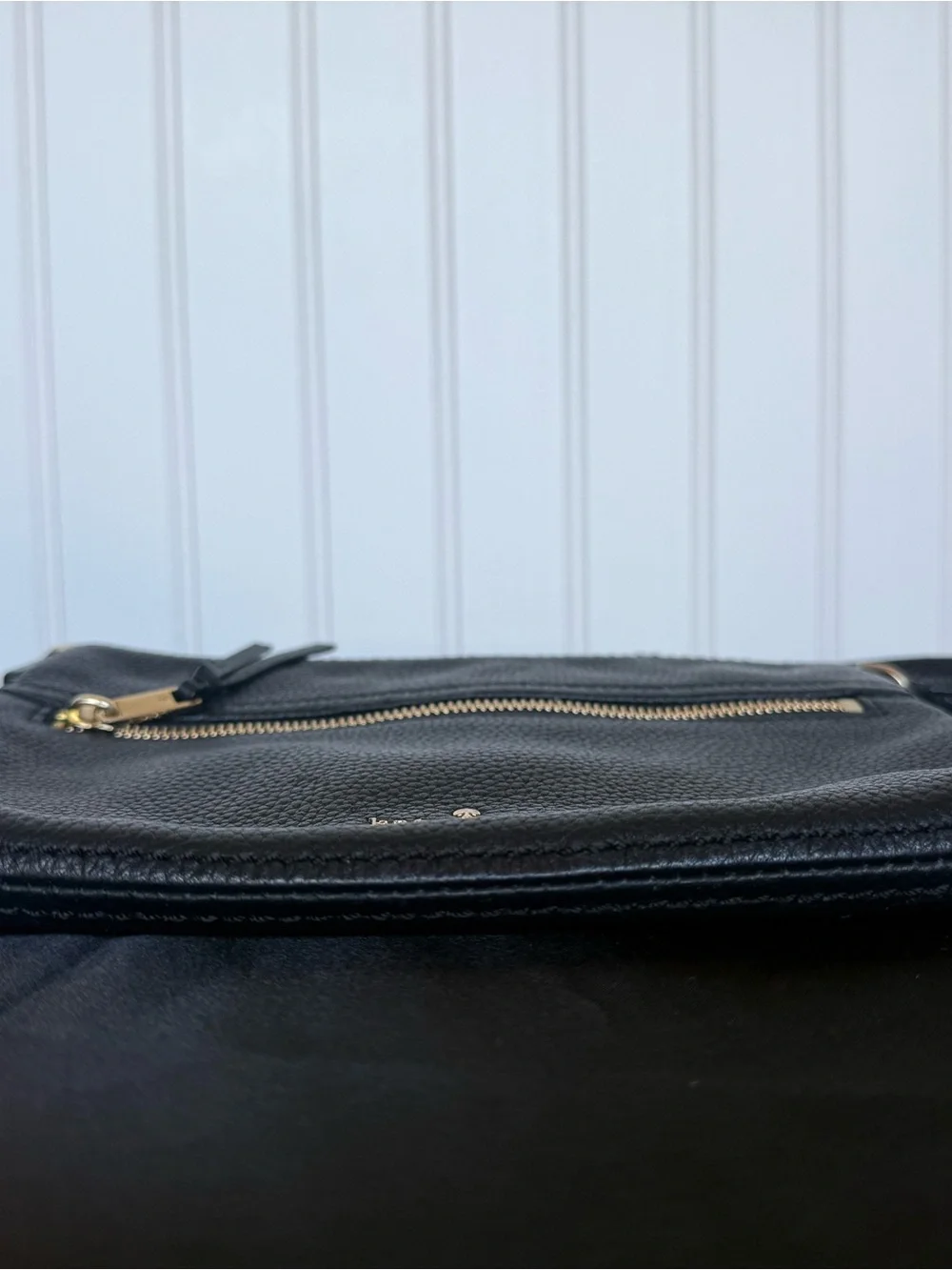Kate Spade New York Black Pebbled Leather Crossbody Bag Gold Hardware